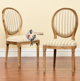 现代简约时尚条纹餐椅休闲椅梳妆椅书椅 欧式美式实木椅大师设计