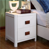 包邮美式乡村白色烤漆床头柜橡木宜家卧室时尚储物柜多功能可定制