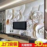 欧式立体玫瑰浮雕 5D壁画电视背景墙纸墙布 客厅沙发无缝壁纸墙画
