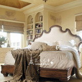 美式乡村实木床 1.5 1.8米橡木双人床仿古做旧简约软包床 可定制