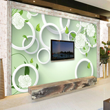 绿色清新田园墙纸壁画 客厅沙发电视机背景墙壁纸 3D圈圈温馨墙纸