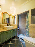 古典欧式橡木落地浴室柜组合大理石台上盆镜柜洗脸盆洗漱台卫浴柜