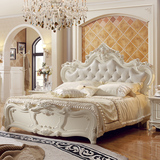 欧式法式象牙白软包雕花1.8米双人高箱公主储物成套组合床