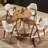 仿实木铁艺A字椅 甜品奶茶店咖啡厅桌椅组合 复古西餐厅桌椅特价