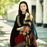 上海故事冬季韩版仿羊绒空调披肩围巾女秋冬斗篷披肩外套两用可穿