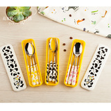 可爱不锈钢儿童勺子西餐刀叉筷子三件套创意便携旅行勺子叉子套装
