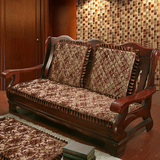 花边红实木沙发坐垫冬季加厚欧式组合法莱绒长椅海绵靠背保暖毛绒