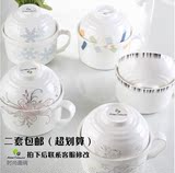 创意日式陶瓷碗卡通可爱大号拉面方便面泡面碗泡面杯餐具带盖送筷