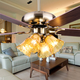 吊扇灯餐厅客厅家用卧室铁叶木叶现代简约美式欧式风扇灯吊灯
