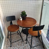 休闲阳台桌椅三件套铁艺咖啡厅桌椅组合户外实木升降茶几小圆桌子