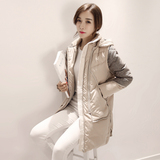 2016反季特价新款韩版纯色直筒军工装加厚保暖中长款羽绒服女外套