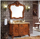 欧式浴室柜 中式红橡木实木卫浴柜组合 美式卫生间大理石洗脸盆柜