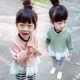 童装女童秋装毛线裙123456岁宝宝针织上衣中小童韩版假两件衣服潮