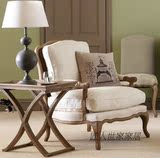 欧式藤椅单人沙发美式布艺小户型客厅老虎椅 法式实木懒人休闲椅