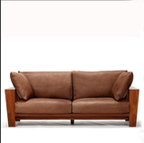 日式沙发组合北欧实木皮布单人双人三人可拆洗两用沙发客厅设计师