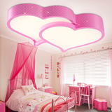 温馨儿童卧室吸顶灯粉色浪漫婚房小女孩房间灯女儿房双心形灯具