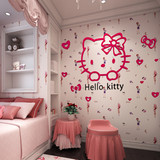 Hello kitty猫儿童房创意3D亚克力立体墙贴 卧室床头卡通贴纸装饰
