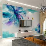客厅3d立体电视背景墙壁纸卧室温馨墙纸婚房壁画三D紫色田园花卉