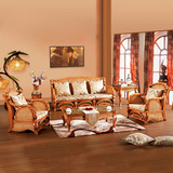 格乐诗 藤沙发组合客厅真藤 休闲户外家具 藤椅茶几五件套9006