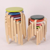 实木彩色圆凳中凳餐凳宜家富洛塔桦木创意儿童小凳子大号