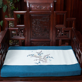 定制古典新中式红木沙发垫棉麻刺绣复古圈椅坐垫罗汉床垫子餐椅垫