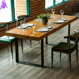 实木餐桌椅组合6人方形工业风loft创意简约休闲北欧宜家复古餐桌