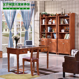 美式乡村实木书柜组合书橱储物柜简易 中式家用拐角实木书台书架