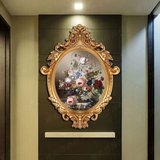 纯手绘油画古典印象花卉简欧式玄关过道客餐厅卧室装饰有框竖挂画
