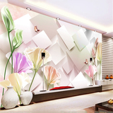 3D郁金香简约现代电视背景墙纸壁纸客厅卧室温馨大型壁画纸