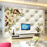 欧式软包3d无缝壁纸大型壁画简约花卉蝴蝶墙纸客厅沙发电视背景墙