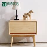 日式简约纯实木床头柜单抽储物柜 北欧白橡木收纳柜卧室家具环保