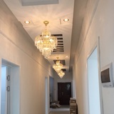 现代简约水晶灯饰餐厅吊灯玄关欧式金色卧室复式楼梯过道走廊灯饰