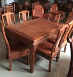 住宅红木家具餐桌花梨木色菠萝格实木餐台6人餐桌椅组合特价新款