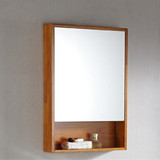 简约浴室镜子卫生间带置物架实木洗漱台镜箱镜柜壁挂储物柜粘贴