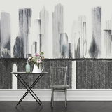 简约现代抽象黑白城市壁纸壁画 客厅沙发卧室电视背景墙纸布无缝