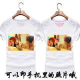 韩版夏季情侣装短袖DIY手绘T恤女 个性纯棉学生班服定制印照片潮