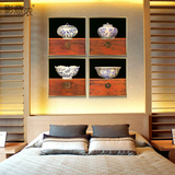 新中式装饰画现代沙发墙画青花瓷挂画书房玄关走廊大幅定制壁画