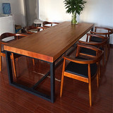 铁艺实木会议桌星巴克吧台老榆木松木大板餐桌椅组合 电脑书桌