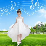 儿童礼服公主裙女童夏季2016节目主持人钢琴演出服花童拖尾婚纱女