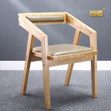 美式乡村家用实木餐椅简约现代橡胶木书桌椅电脑椅创意时尚办公椅
