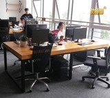 美式实木办公电脑桌简约现代长桌会议桌工业风铁艺办公室家具桌椅