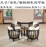 新中式洽谈桌椅组合实木布艺软包沙发椅茶餐厅接待椅售楼处部椅