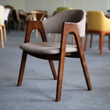 现代实木餐椅布艺休闲咖啡椅电脑宜家A字椅北欧简约靠背单人椅