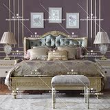 美式实木雕花双人床 简欧新古典卧室软包床 法式复古家具橡木婚床
