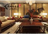 新中式简约现代三人位客厅实木沙发组合样板房间酒店会所家具定制
