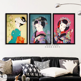 日式装饰画日本料理寿司店有框挂画仕女图和服美女图墙壁画浮世绘