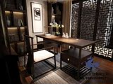 新中式书桌 实木办公桌 水曲柳写字桌 电脑桌复古写字台 现代家具
