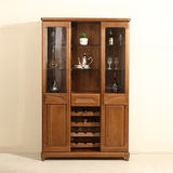 全实木酒柜现代中式纯胡桃楸木储物玻璃展示柜