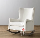 美式休闲摇椅欧式懒人单人沙发躺椅现代家用布艺实木午睡椅老虎椅