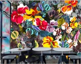 3D手绘水彩花卉墙纸客厅电视背景墙壁纸温馨美式欧式卧室墙布壁画